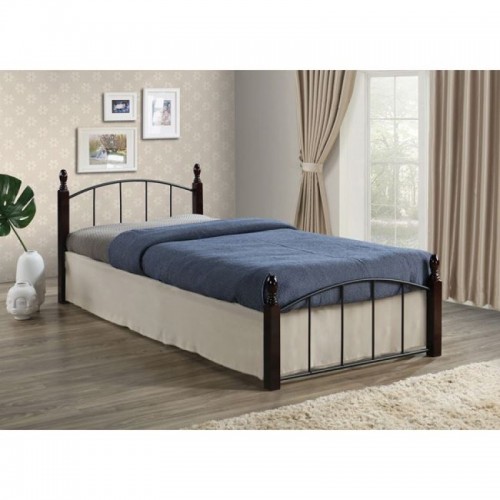 Aragon Κρεβάτι (Για Στρώμα 120X200Cm) Μεταλ.μαύρο/ξύλο Καρυδί