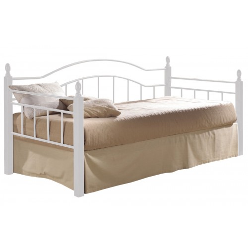 Κρεβάτι daybed vincent μεταλλικό-ξύλινο χρώματος λευκό 90x190 εκ