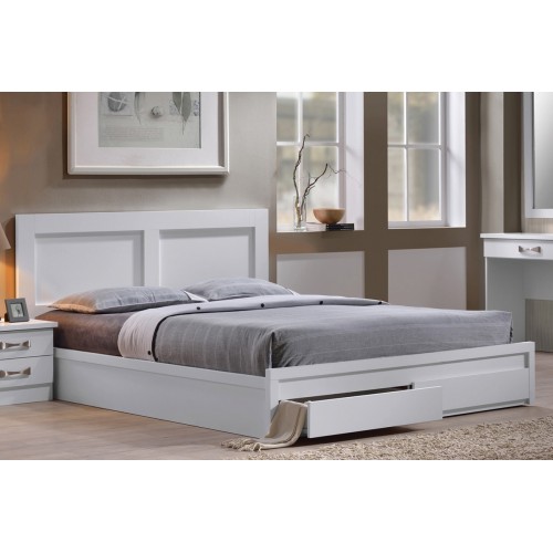 Κρεβάτι διπλό μελαμίνης LIFE 150X200 με συρτάρια σε χρώμα άσπρο EM3634.1
