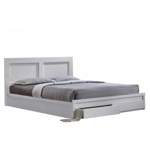 Κρεβάτι διπλό μελαμίνης LIFE 160X200 με συρτάρια σε χρώμα άσπρο EM363.1