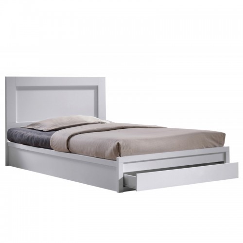 Κρεβάτι ημίδιπλο LIFE 110X200 με συρτάρι χρώμα άσπρο EM3632.1