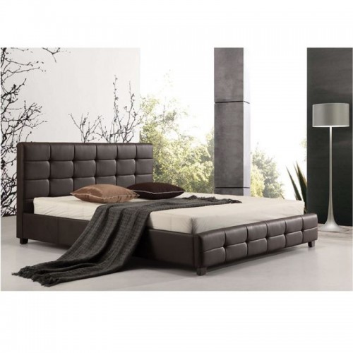 Κρεβάτι διπλό FIDEL με επένδυση απο τεχνόδερμα σε σκ. καφέ χρώμα E8053.2