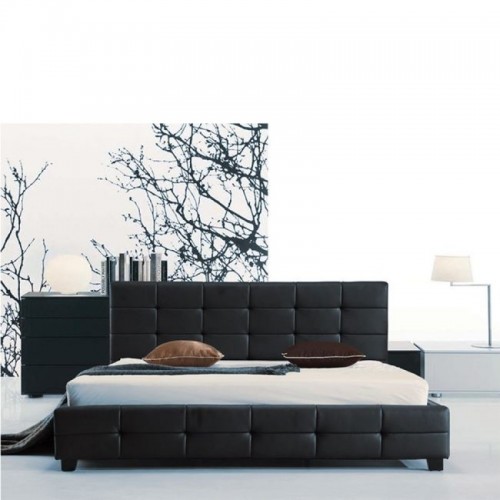 Κρεβάτι διπλό FIDEL με επένδυση απο τεχνόδερμα σε μαύρο χρώμα E8053