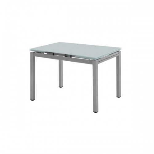Τραπέζι Blossom επεκτεινόμενο με μεταλλικό σκελετό σε γκρί χρώμα και γυάλινη επιφάνεια σε διάφανο χρώμα EM981,1