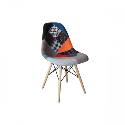 Καρέκλα Art Wood με ύφασμα patchwork EM123.8 (Σετ 4τμχ)