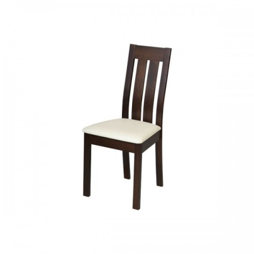 Καρέκλα REGO με ξύλινο σκελετό απο οξυά σε σκ.καρυδί χρώμα και κάθισμα απο τεχνόδερμα εκρού E771.2 (Σετ 2τμχ)